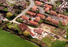 Aerial picture of Rectory Farm and the end of Pinfold Lane